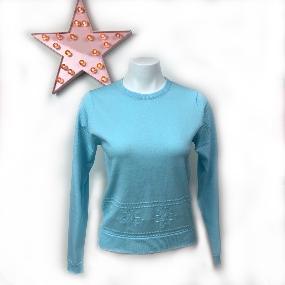 VINTAGE Early 70s Polish Blue Aqua Sweater